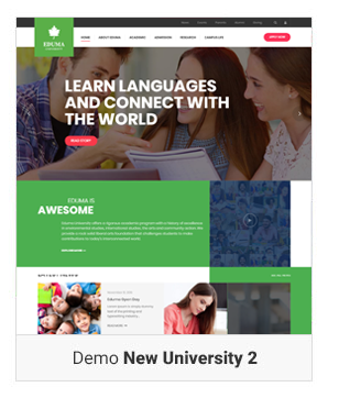 Education WordPress theme - Demo New University 2