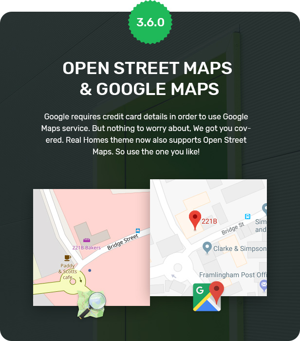 Open Street Map and Google Maps Support