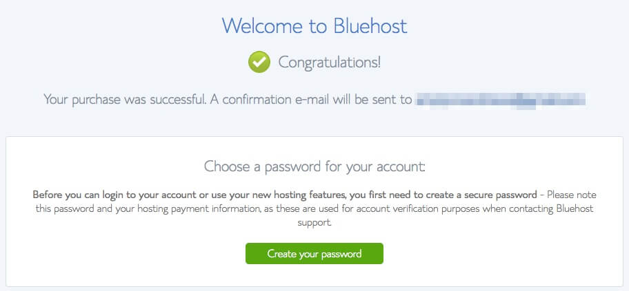 Bluehost successful purchase