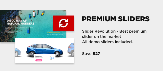 Premium Slider Revolution plugin and demo sliders included