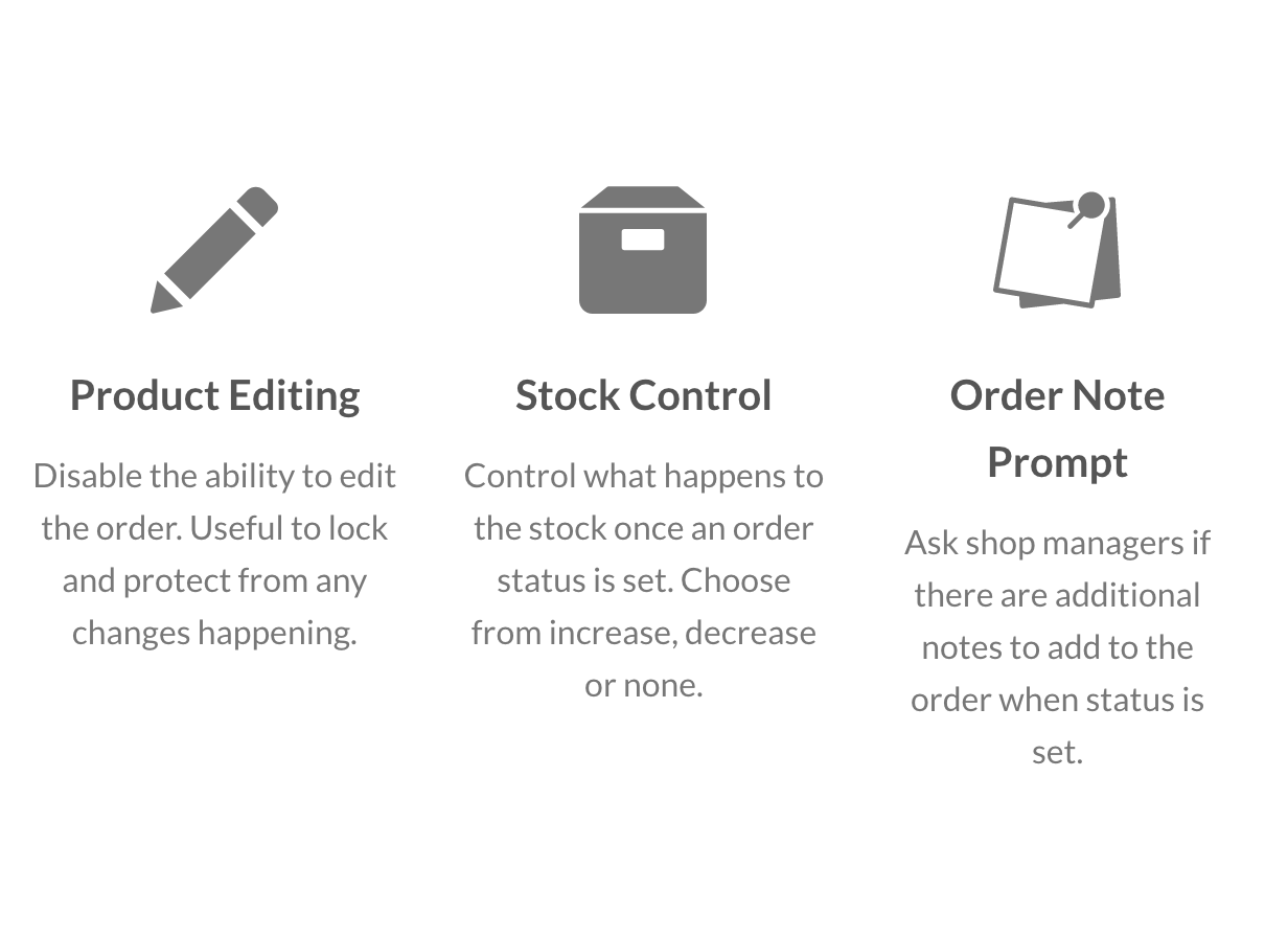 Product Editing, Stock Control and Order Note Prompt