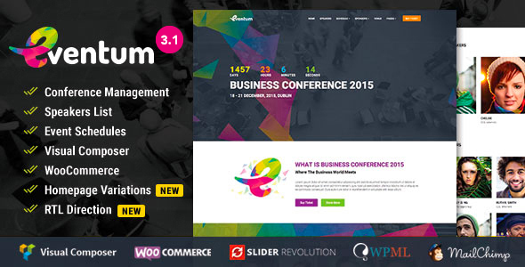 Eventum - Conference & Event WordPress Theme with Ticket Selling Feature