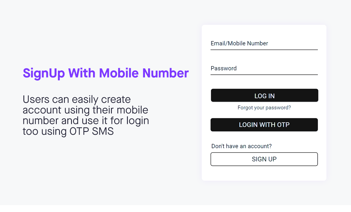 signup with mobile number