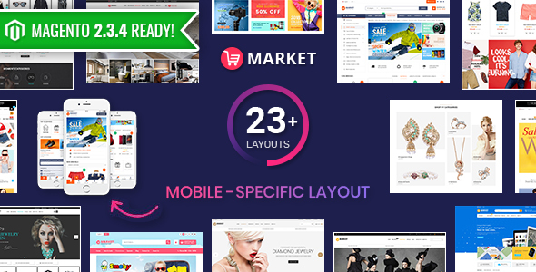 Market - Premium Responsive Magento 2 and 1.9 Store Theme with Mobile-Specific Layout (23 HomePages)