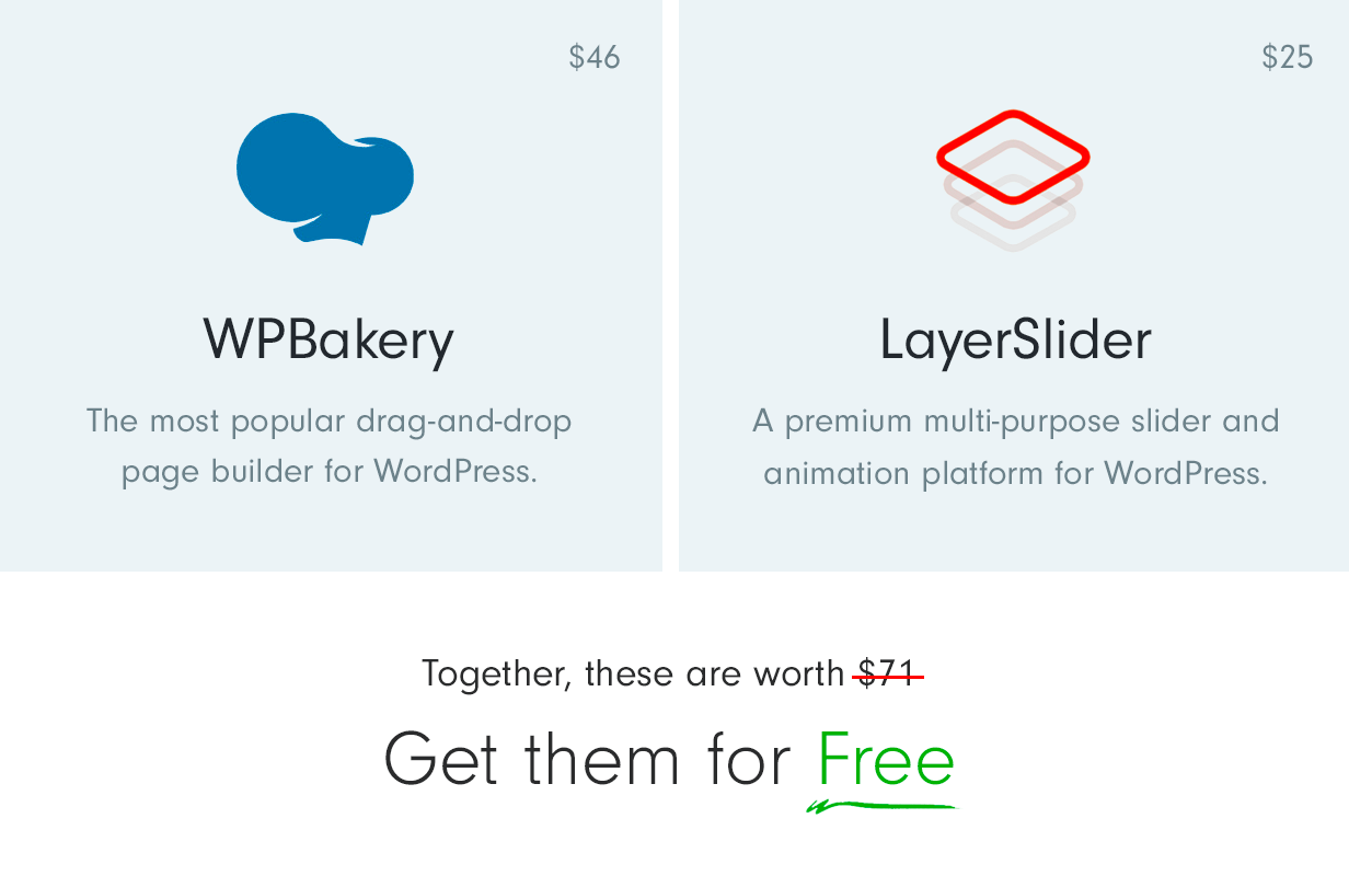 WPBakery and Layerslider included - save $71!