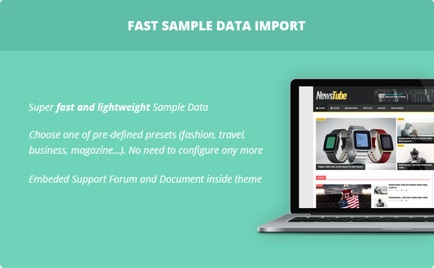 Sample data import is fast and easy