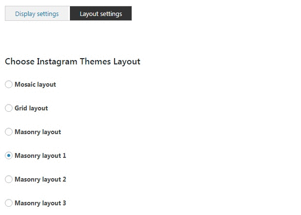Instagram - Layout settings