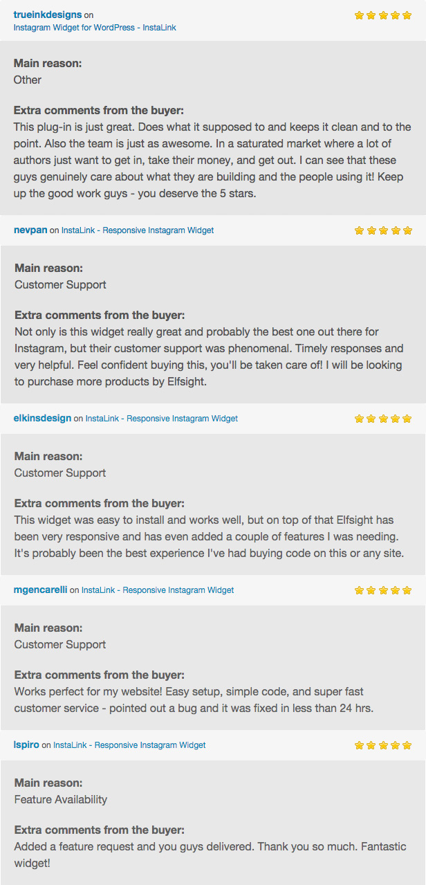Customer Reviews on InstaLink