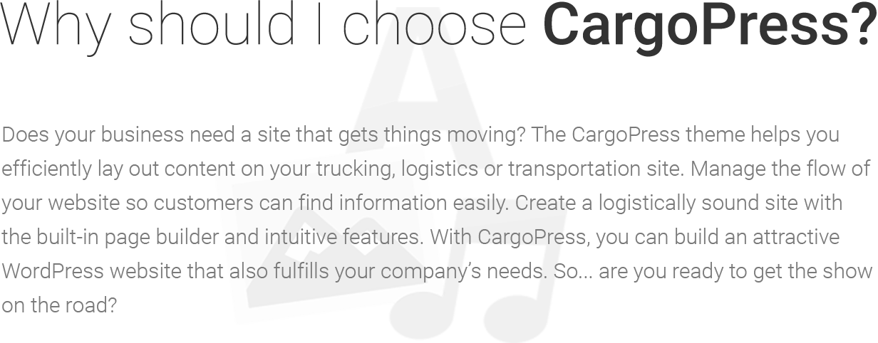 Reasons to choose CargoPress