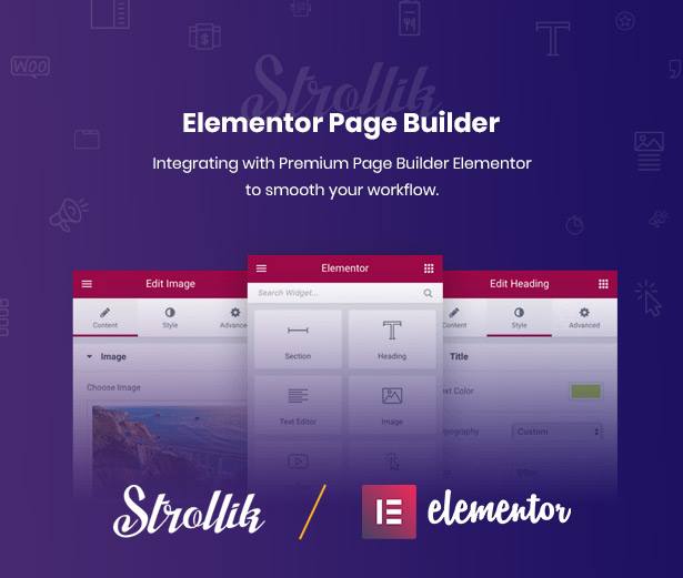 Strollik single product elementor drag and drop page builder