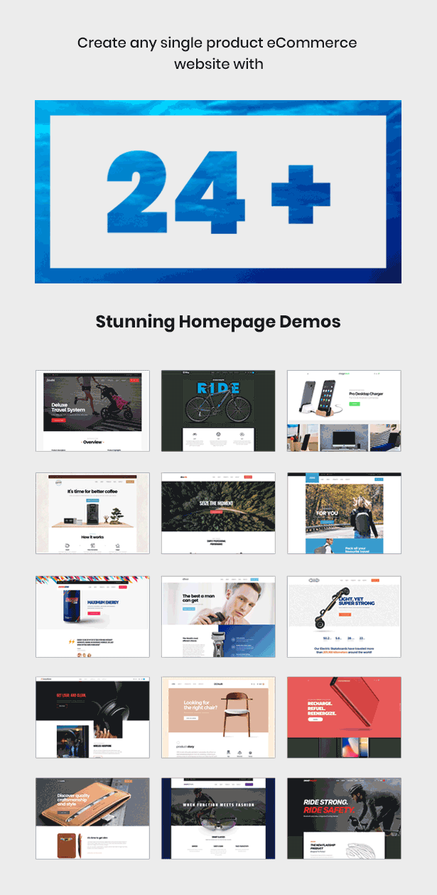 Strollik unique and unlimited single product hompage layouts