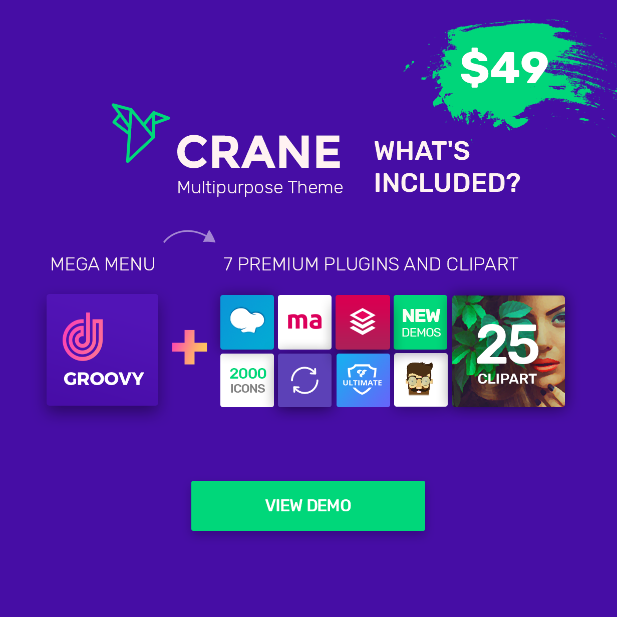 Get Crane Busininess WordPress theme with mega menu