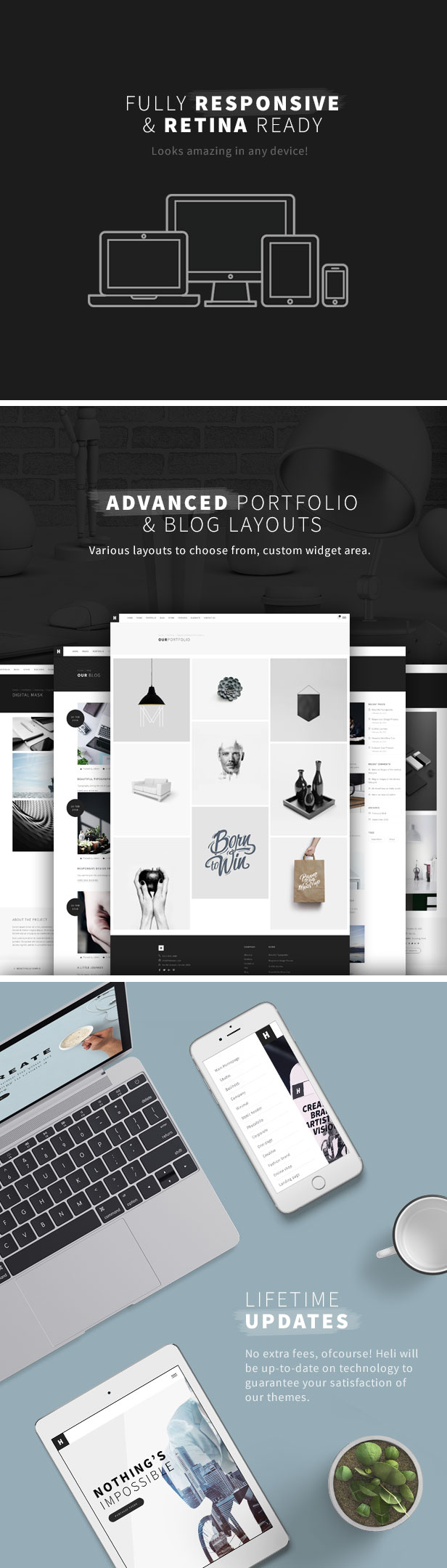 rMinimal Creative Black and White WordPress Theme - esponsive & retina