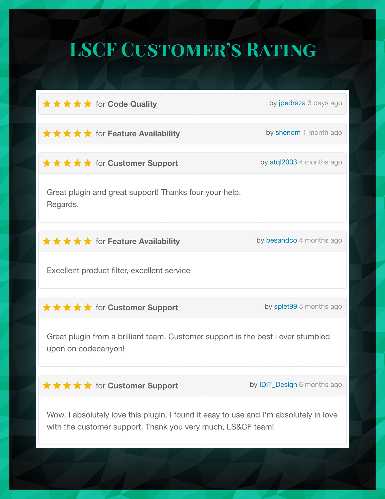 Live Search and Custom Fields - Customers Rating