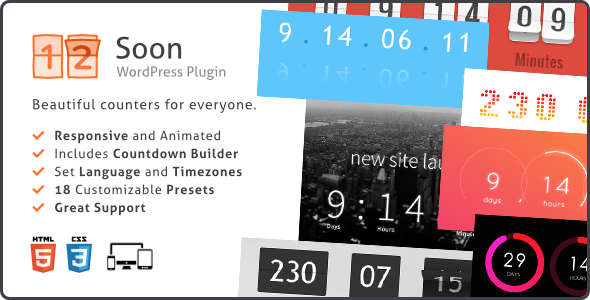 Soon Countdown Builder, Responsive WordPress Plugin