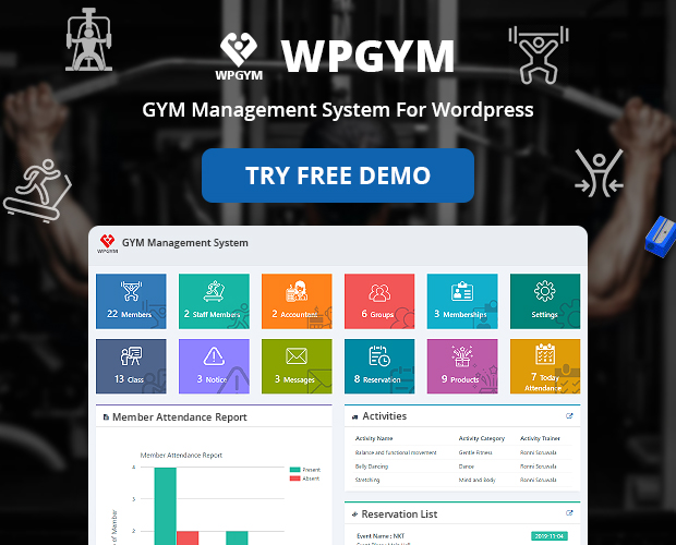 Gym plugin features