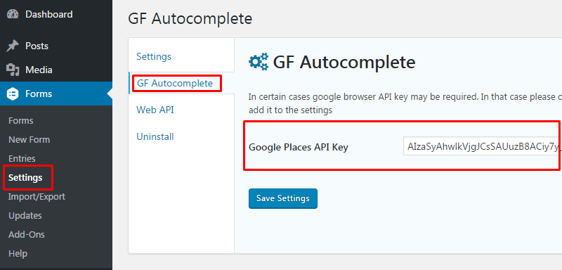Setting up google browser API key