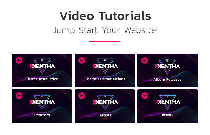 Kentha Music WordPress Theme video tutorials