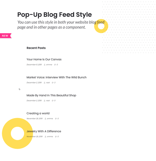 pop up blog feed - new feature