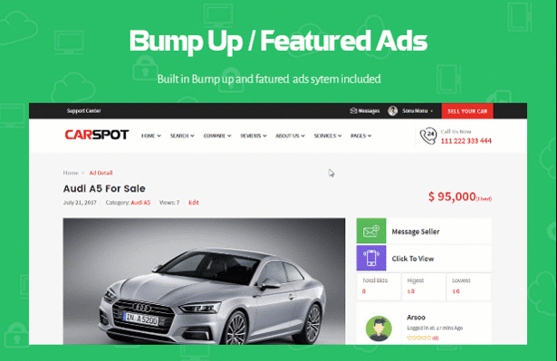 auto dealer theme bump up ads feature