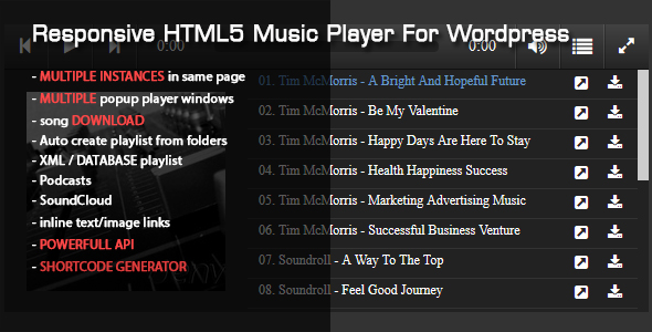Responsive HTML5 Music Player For Wordpress