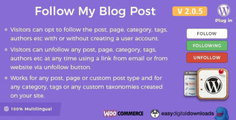 Follow My Blog Post - WordPress / WooCommerce Plugin