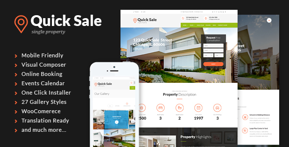 Quick Sale | Single Property Real Estate WordPress Theme