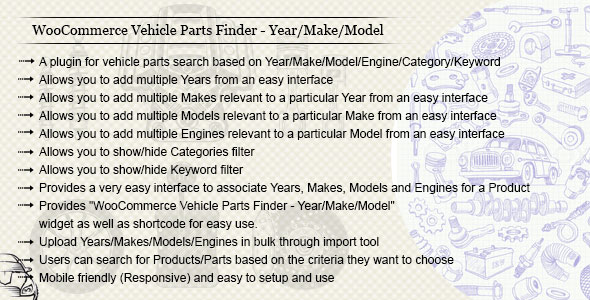 WooCommerce Vehicle Parts Finder - Year/Make/Model/Engine/Category/Keyword