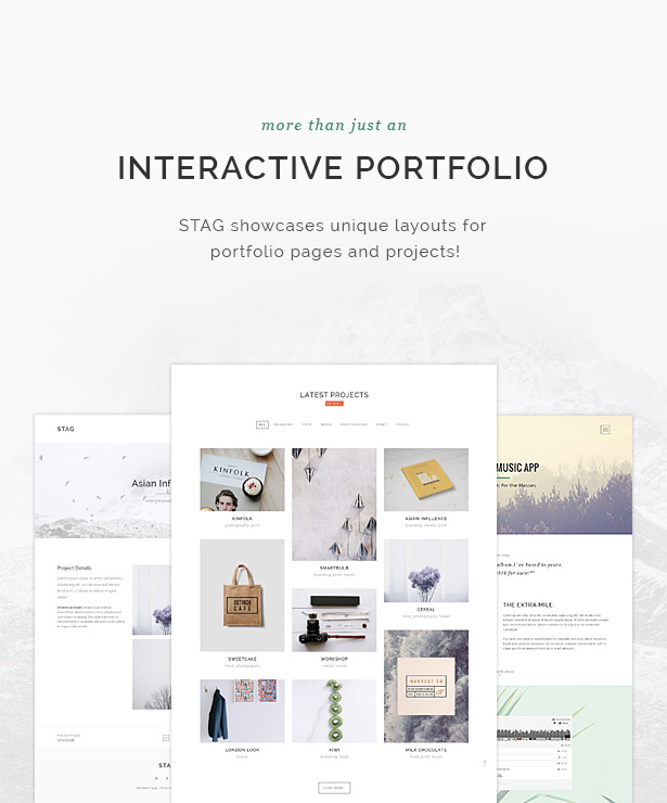 Stag comes with an interactive portfolio for your projects