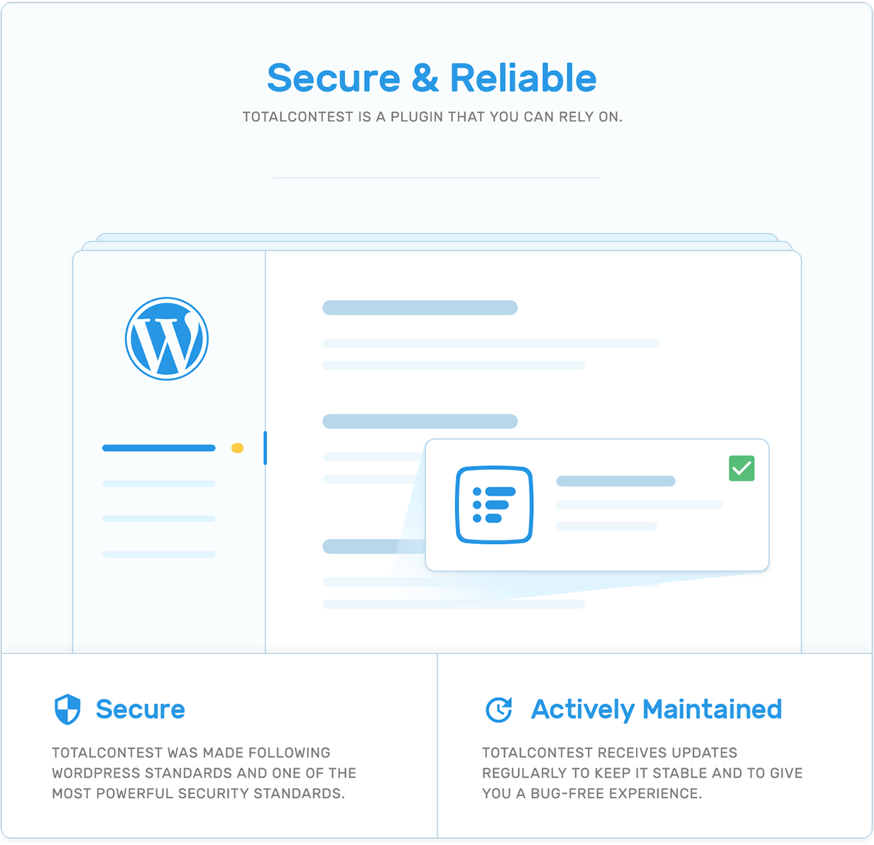Security and actively maintenance in TotalContest WordPress contest plugin.