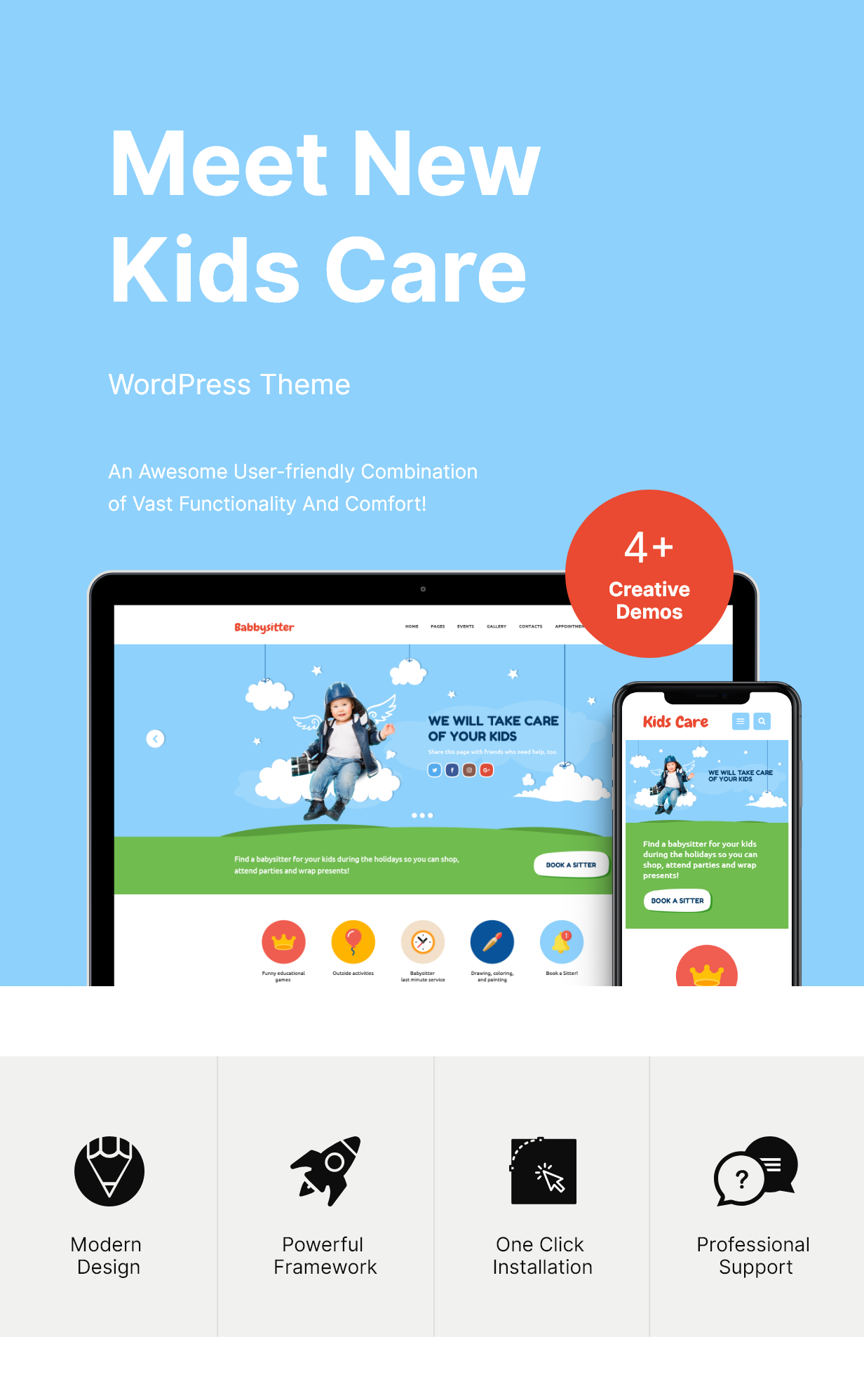 Kids Care | A Multi-Purpose Children WordPress Theme features