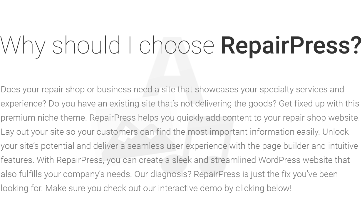 Reasons to choose RepairPress