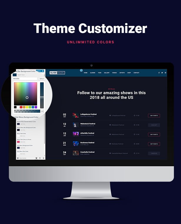 Slide Music WordPress Theme Customizer