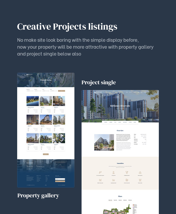 Rehomes - Real Estate Group WordPress Theme - Creative Projects Listings
