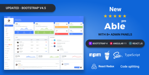 Able pro 8.0 Bootstrap 4, Angular 11 & React Redux Hook Admin Template