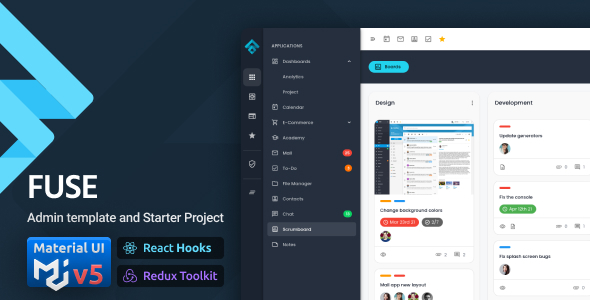 Fuse - React Admin Template Redux Toolkit Material Design with Hooks Support