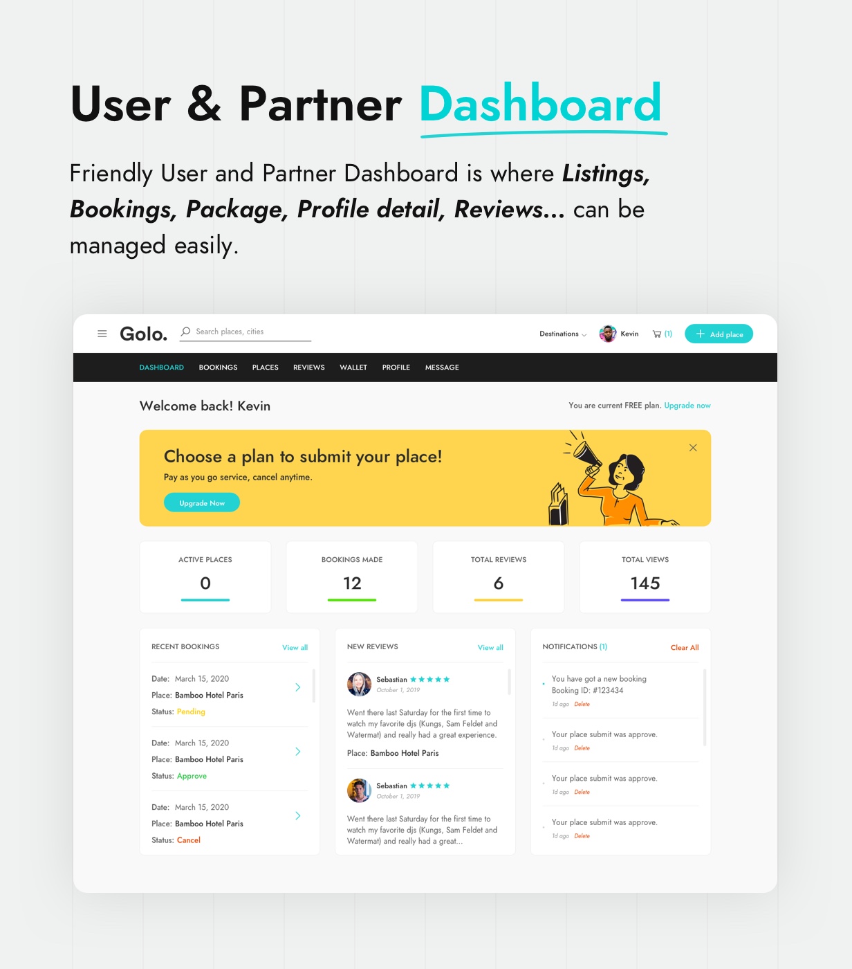 User & Partner Dashboard