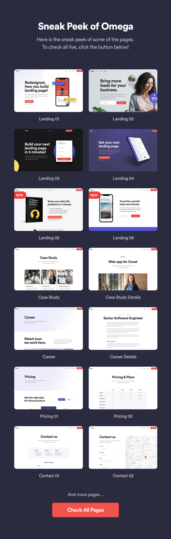 Omega - React Gatsby & Next Landing Page Template - 7