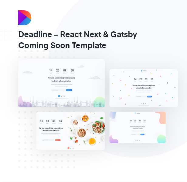 Deadline - React Coming Soon Templates with Next JS & Gatsby JS - 1