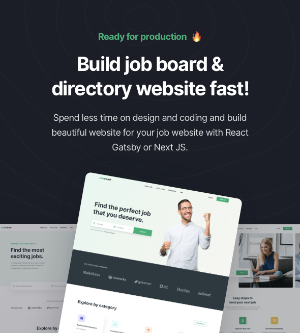 Justcamp - React Gatsby & Next JS Job Board & Directory Template - 3
