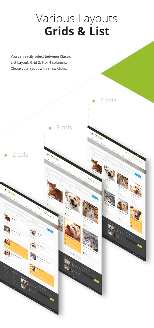List and Grid view - Pet Sitter WordPress Theme Responsive
