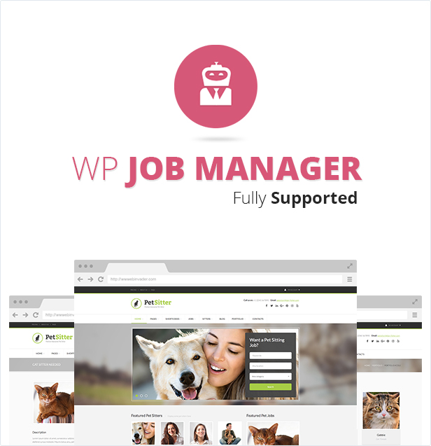 WP Job Manager supported - Pet Sitter WordPress Theme Responsive