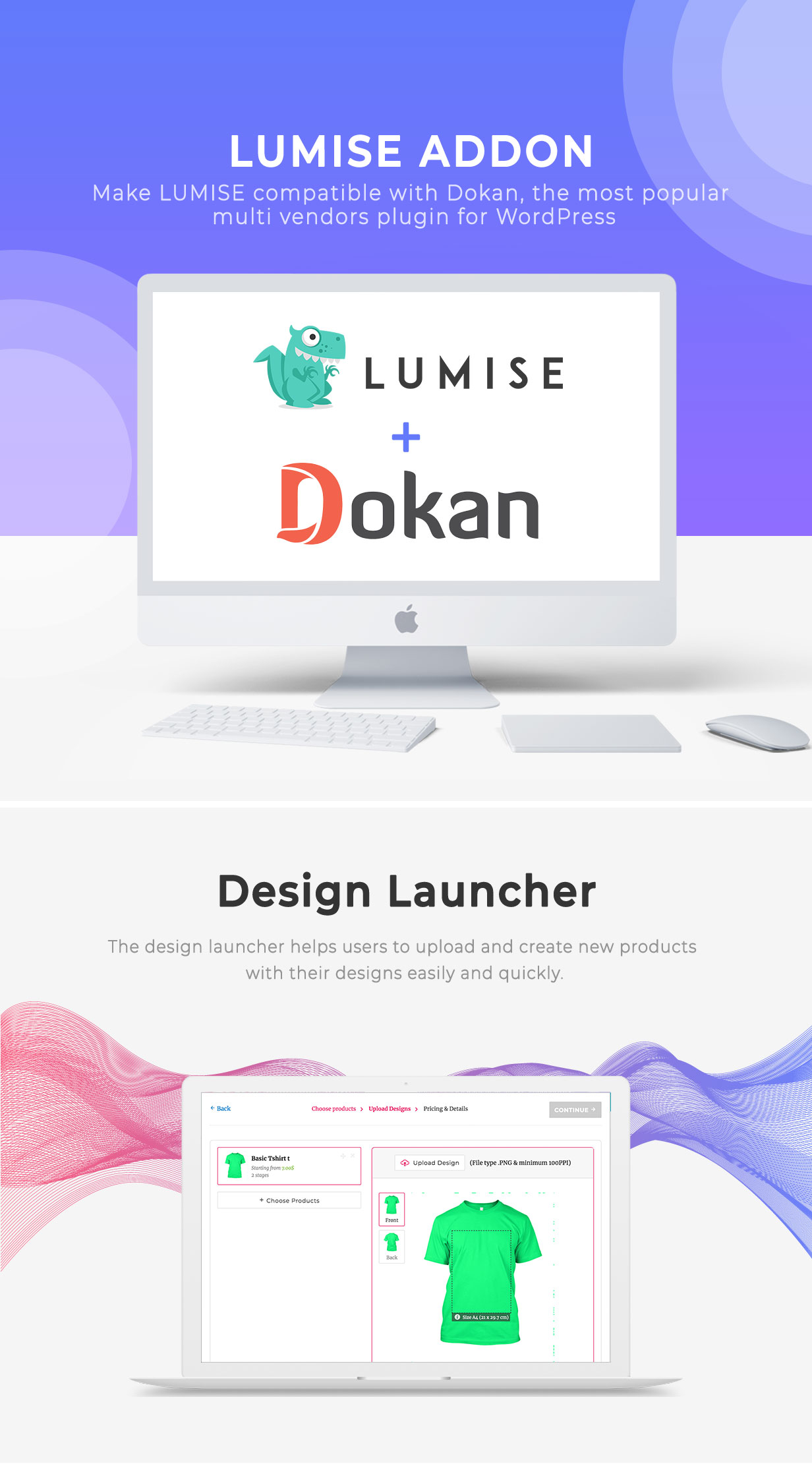 Dokan Integrate & Design Launcher Addon for LUMISE Product Designer - 2