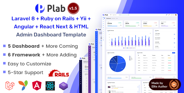 Plab - Multi-Framework Admin Dashboard Template