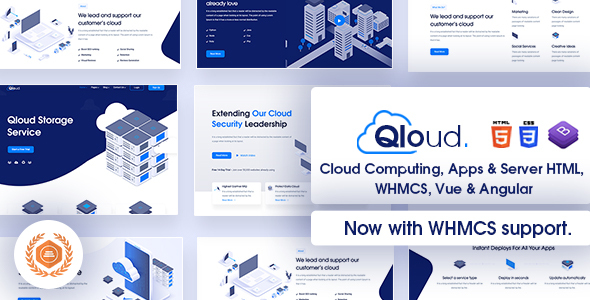 Qloud - Cloud Computing, Apps & Server HTML, WHMCS, Vue & Angular Template
