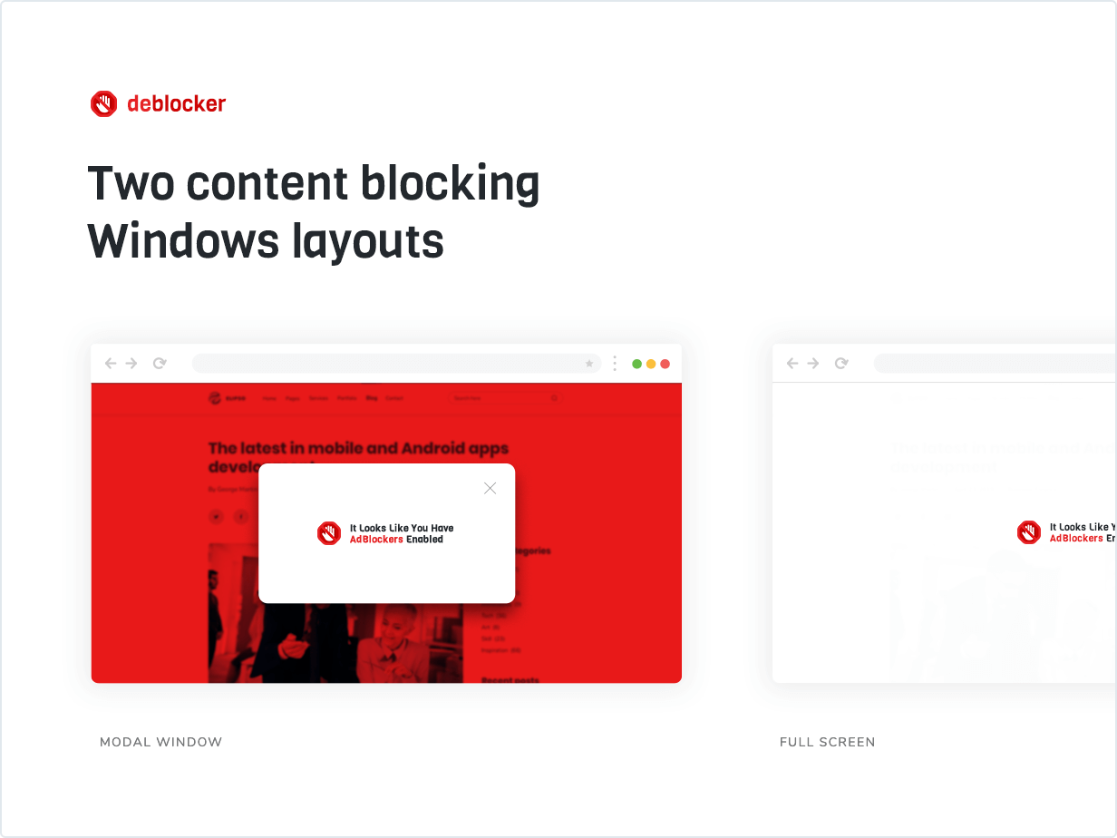 Two content blocking Windows layouts