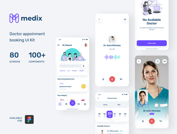 Doctor Appoinment Booking App UI Kit for Figma