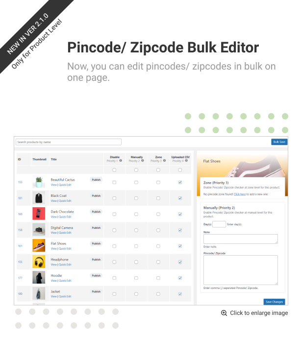 WooCommerce Pincode/ Zipcode Checker - Bulk Editor