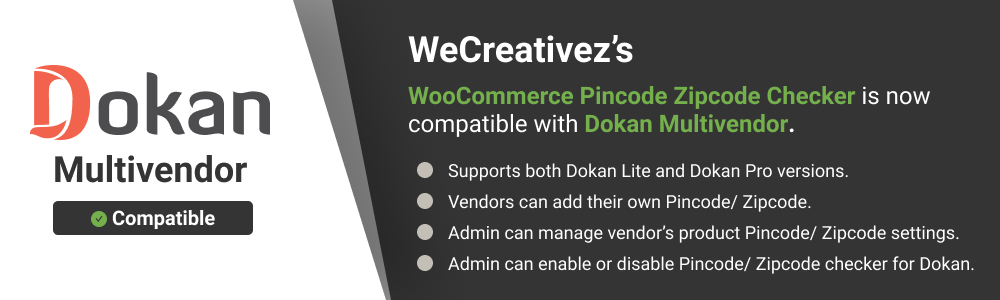 WooCommerce Pincode Zipcode Checker - Dokan