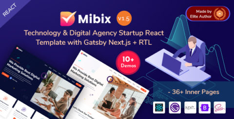 Mibix - Technology & Digital Startup React Template with Gatsby Next.js